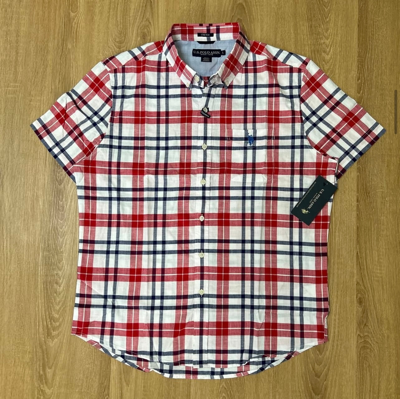 US Polo Assn Regular Fit Linen/Cotton Plaid Shirt