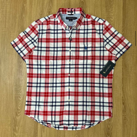 US Polo Assn Regular Fit Linen/Cotton Plaid Shirt