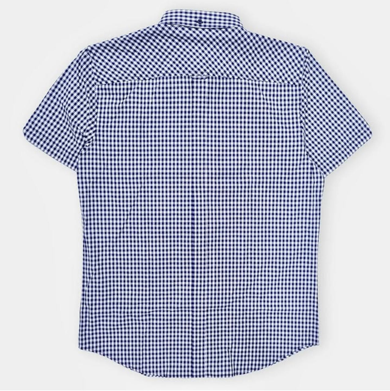 Ben Sherman Regular Fit Blue Check Cotton Short Sleeve Shirt
