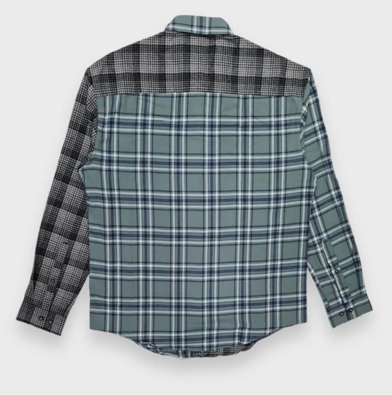 Topman Regular Fit Patchwork Cotton Button Cuff Shirt
