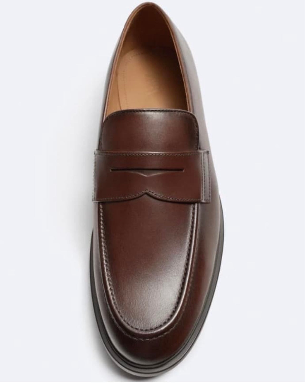 Zara Brown Penny Strap Loafers
