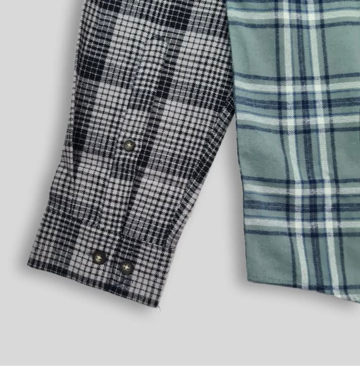 Topman Regular Fit Patchwork Cotton Button Cuff Shirt