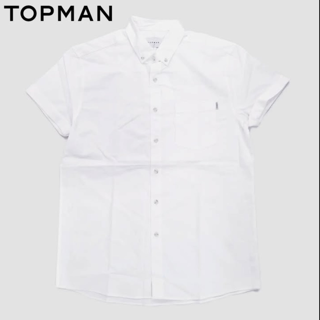 Topman Regular Fit White Plain Oxford Cotton Short Sleeve Shirt