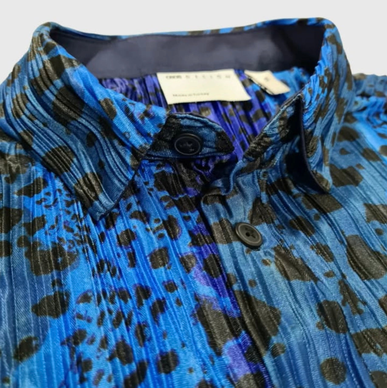 Asos Regular Fit Plisse Shirt in Blue Animal Print