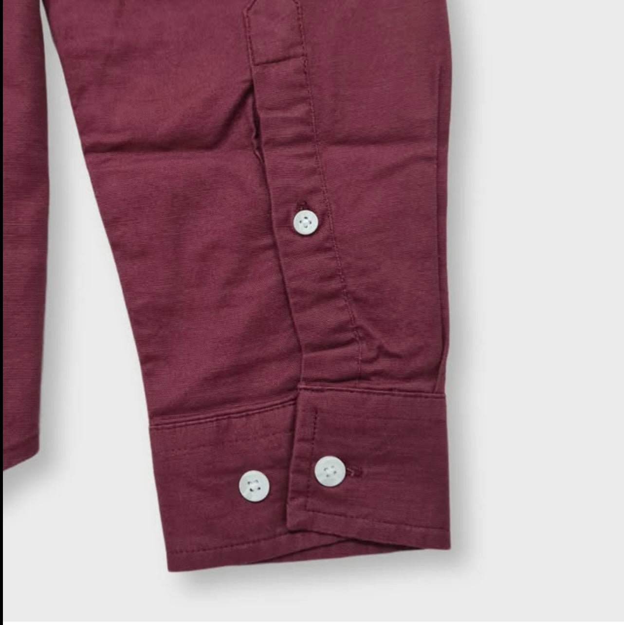 Asos Slim Fit Burgundy Oxford Cotton Button Cuff Shirt