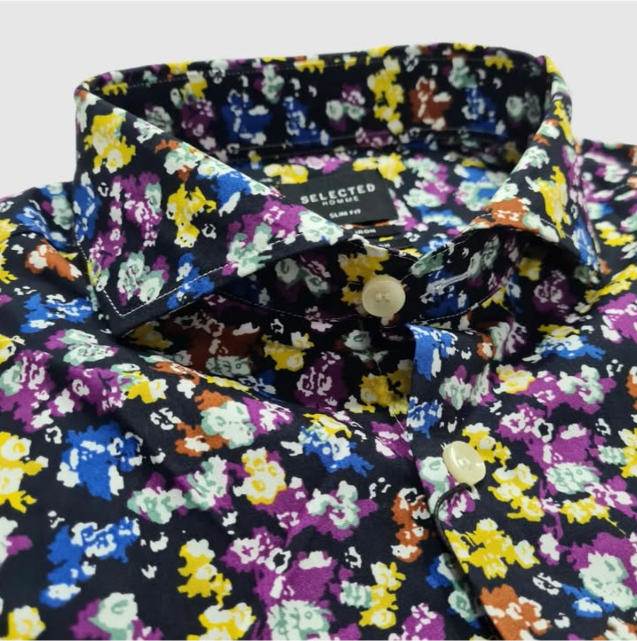 Selected Homme Slim Fit Pattern Cotton Button Cuff Shirt