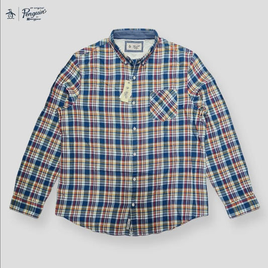 Penguin Regular Fit Multi Check Cotton Button Cuff Shirt