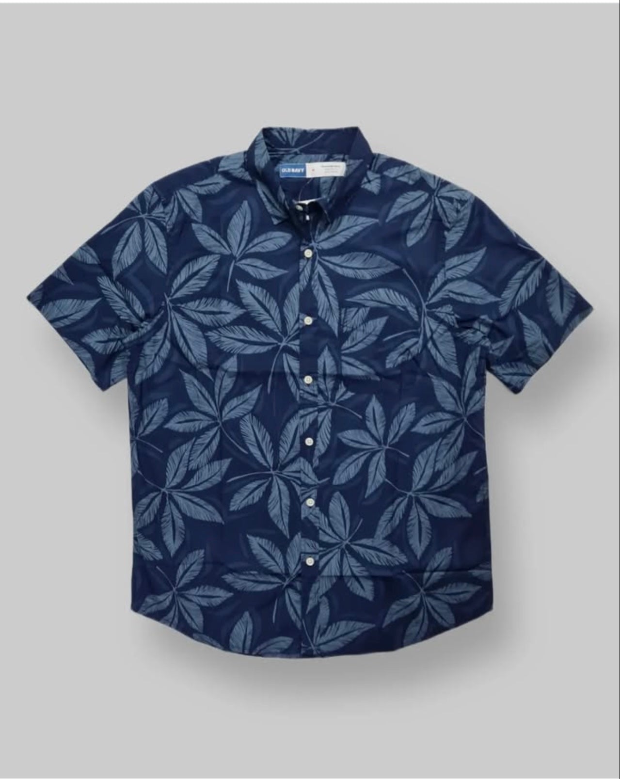 Old Navy Slim Fit Blue Pattern Cotton Short Sleeve Shirt
