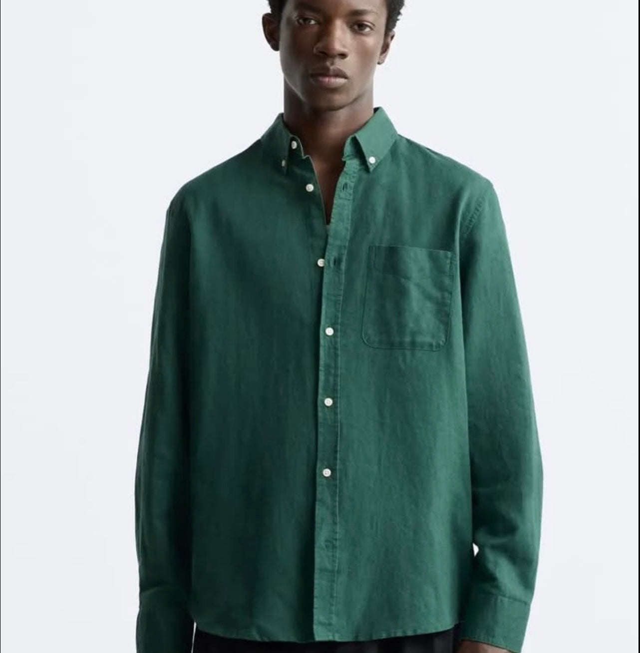 Zara Cotton/ Linen Blend Shirt in Green