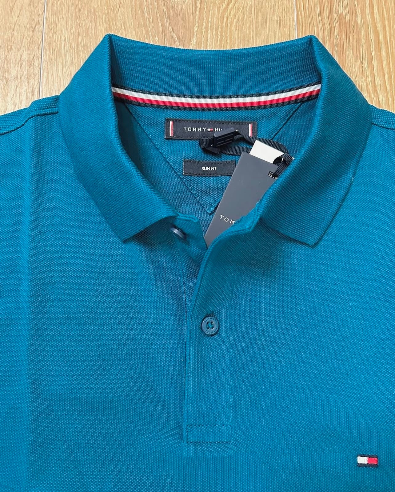 Tommy Hilfiger Slim Fit Pique Cotton Polo Shirt in Torquoise