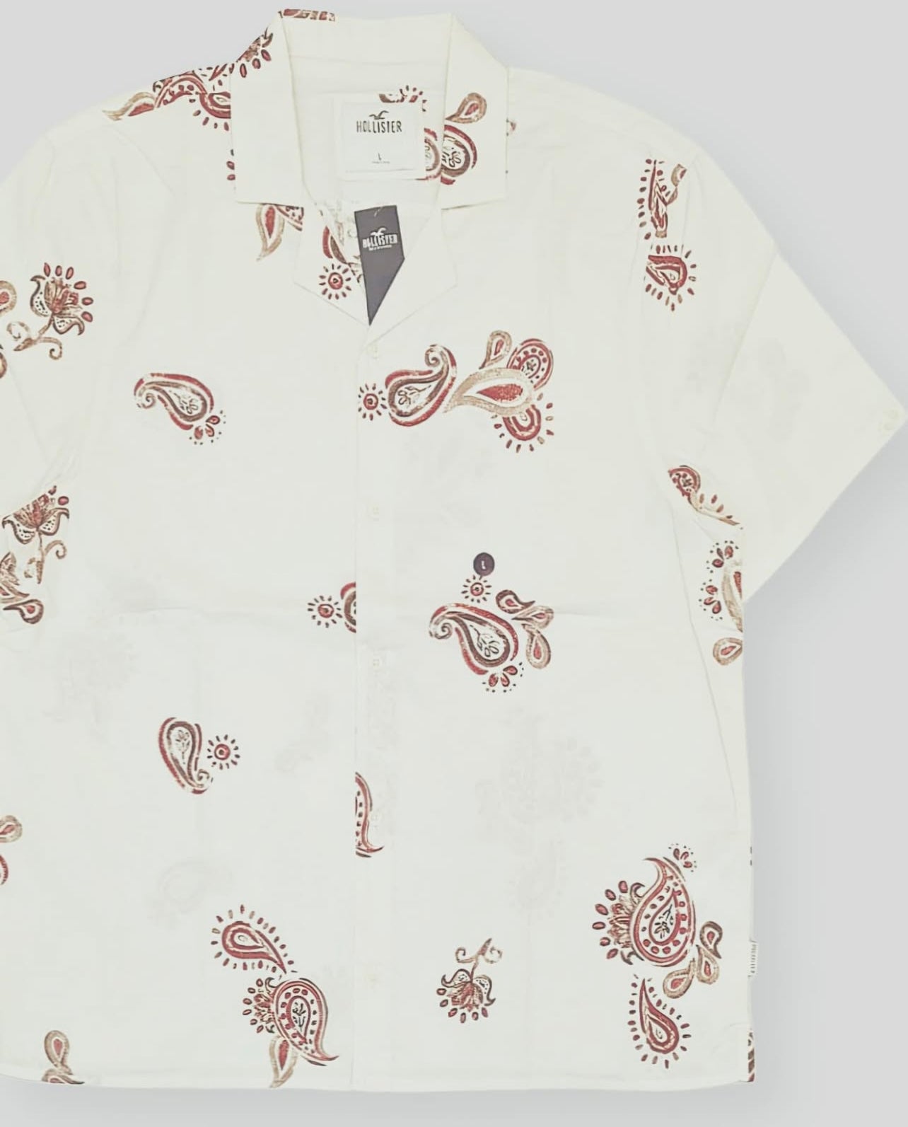 Hollister Off- White Shirt in Paisley Pattern