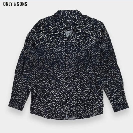 Only & Sons Regular Fit Pattern Cotton Button Cuff Shirt in Revere Collar