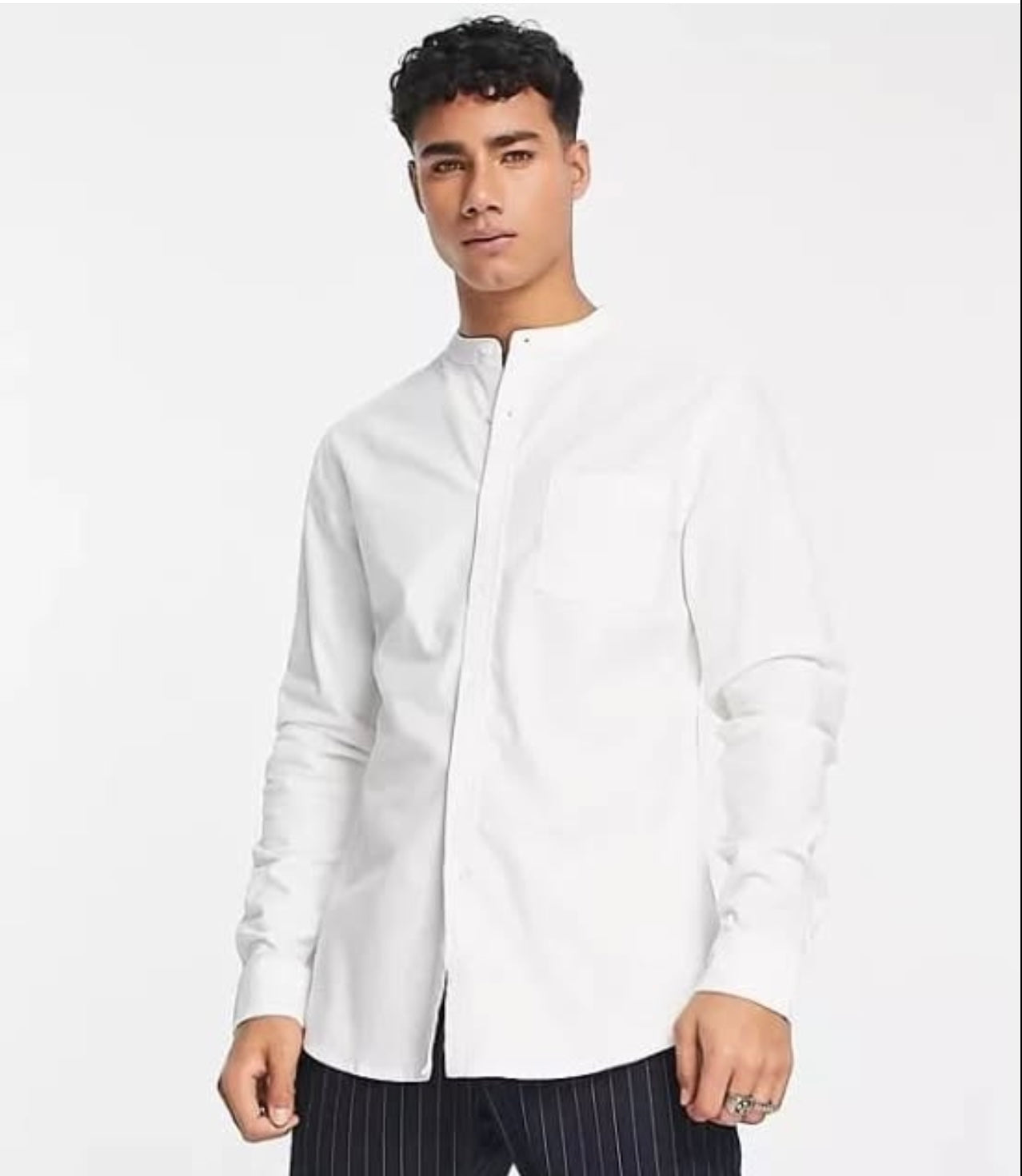 Asos Slim Fit White Oxford Cotton Button Cuff Shirt