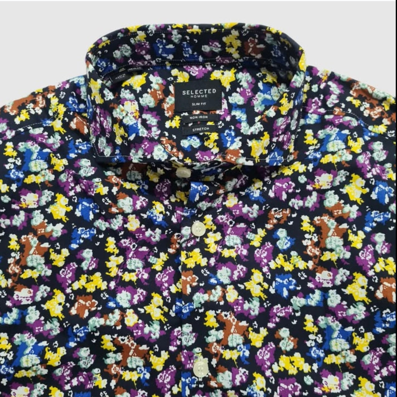 Selected Homme Slim Fit Pattern Cotton Button Cuff Shirt