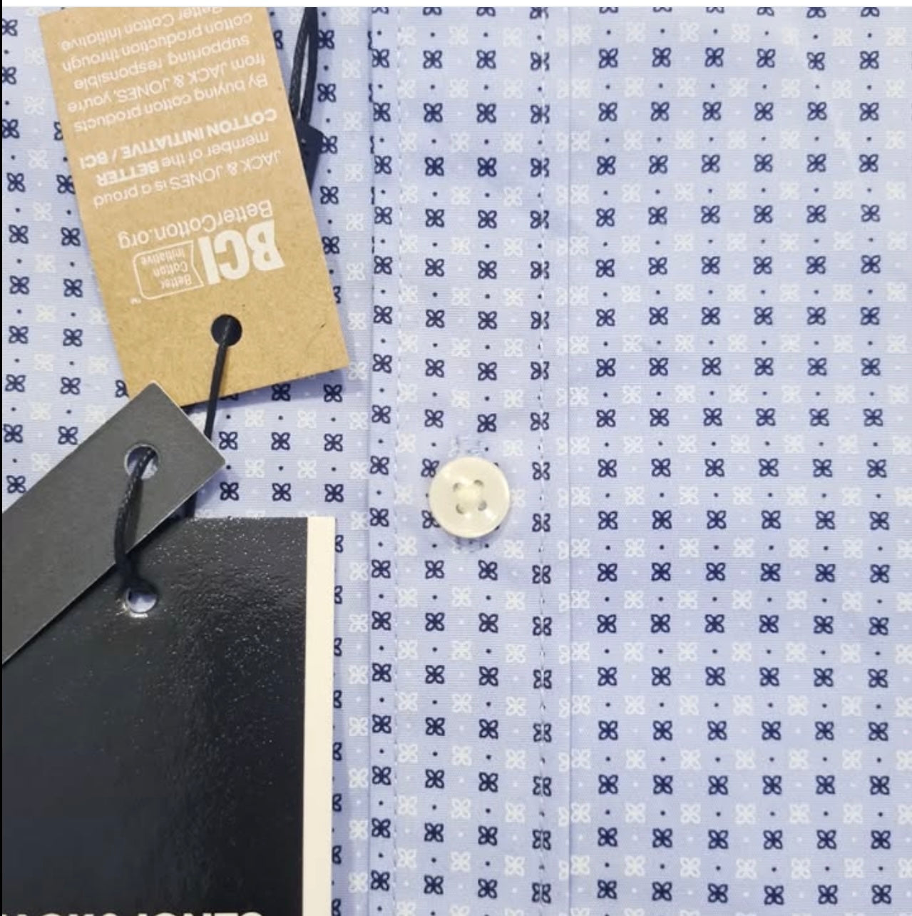 Jack & Jones Slim Fit Blue Pattern Button Cuff Shirt