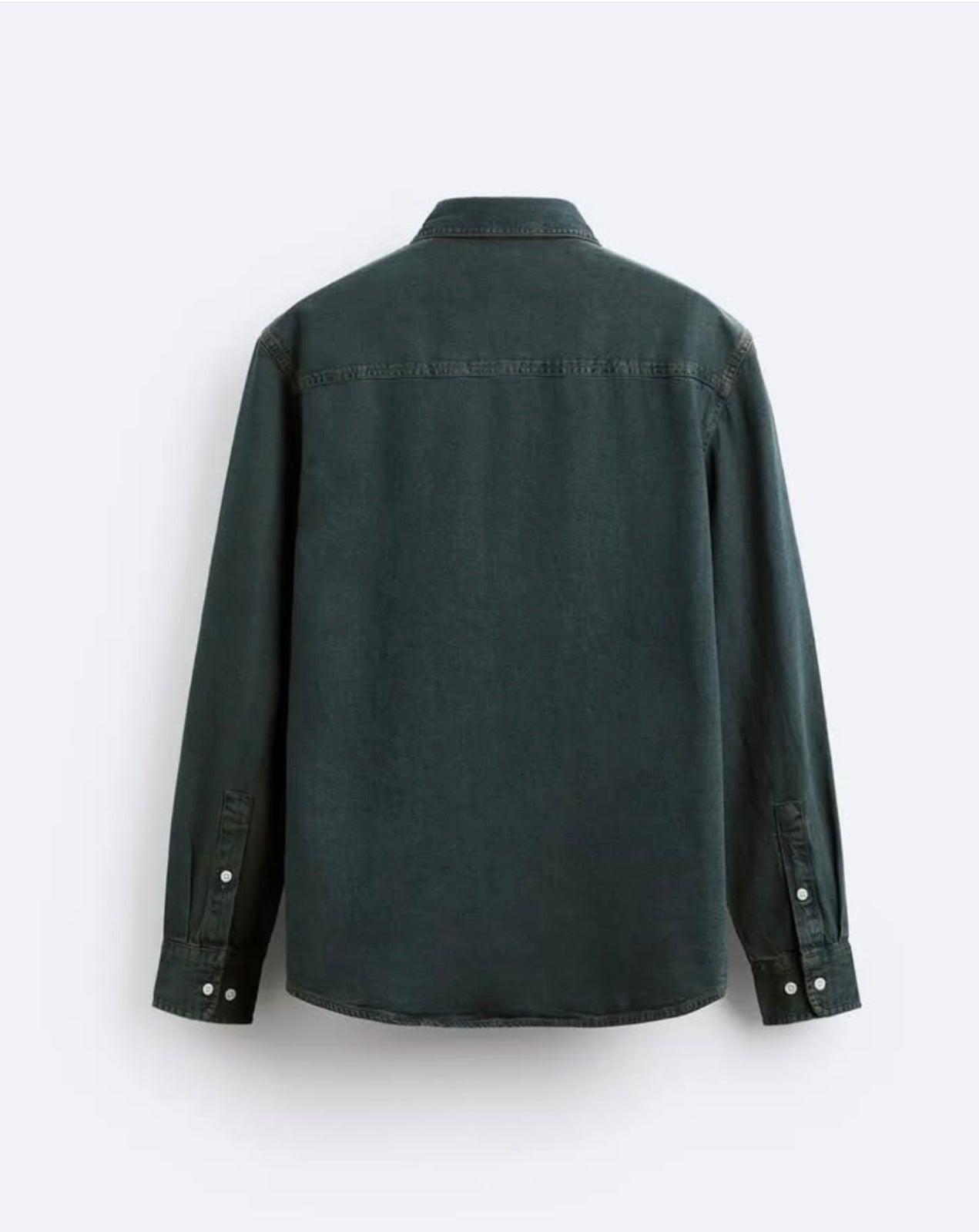 Zara Denim Shirt in Green/ Blue Wash