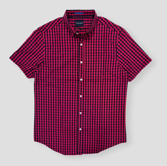 Denim & Flower Regular Fit Red and Black Check Cotton Shirt