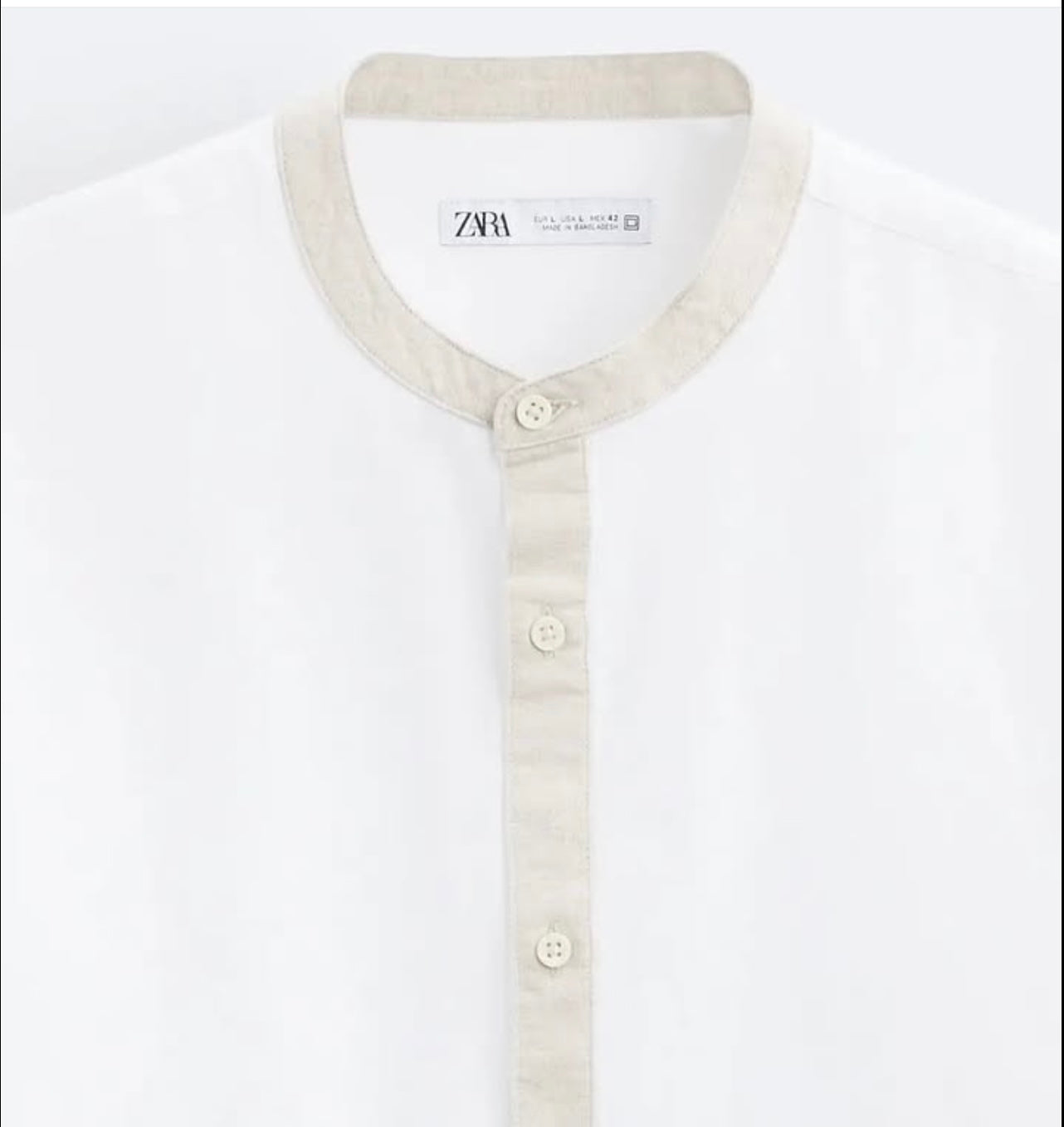 Zara Linen/ Cotton Shirt Blend Shirt in White