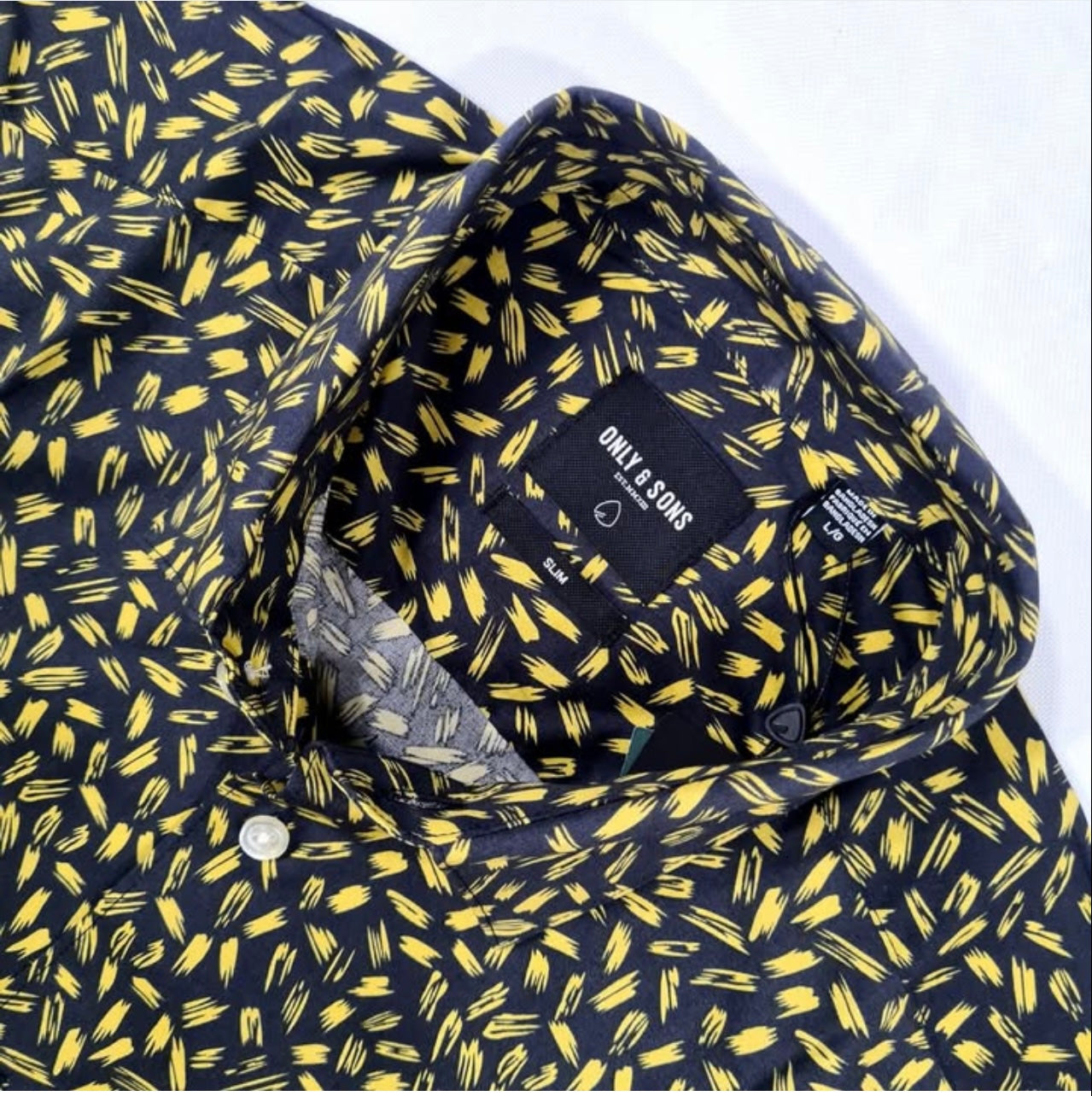 Only & Sons Slim Fit Black Pattern Cotton Button Cuff Shirt