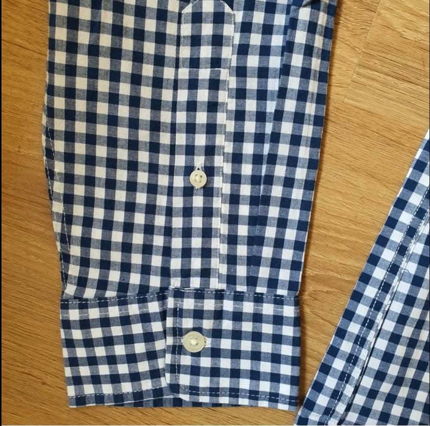 Old Navy Slim Fit Blue Check Cotton Button Cuff Shirt