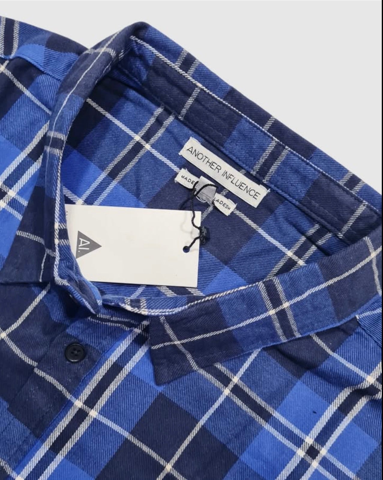 Another Influence Regular Fit Blue Plaid Cotton Button Cuff Shirt