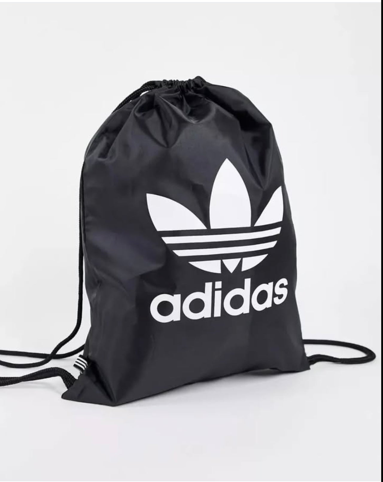 Adidas Drawstring Bag With Large Trefoil Logo in Black