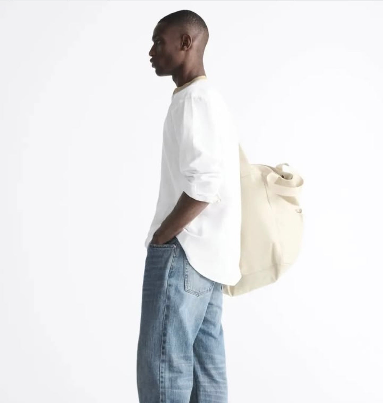 Zara Linen/ Cotton Shirt Blend Shirt in White