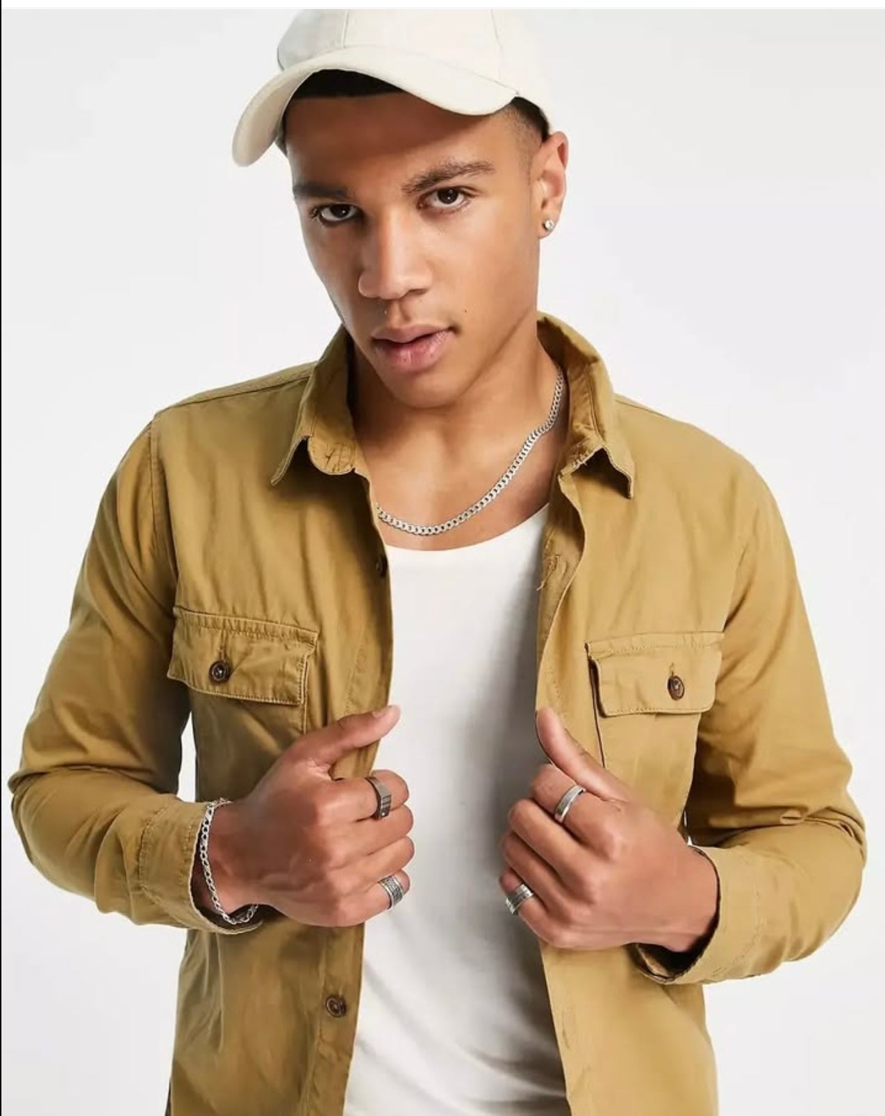 Threadbare Regular Fit Brown Cotton Shirt With Utility Pockets