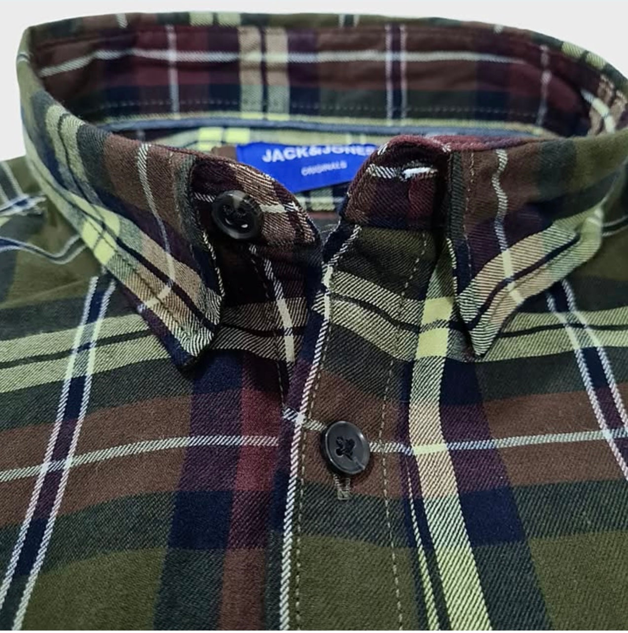 Jack & Jones Slim Fit Plaid Cotton Button Cuff Shirt