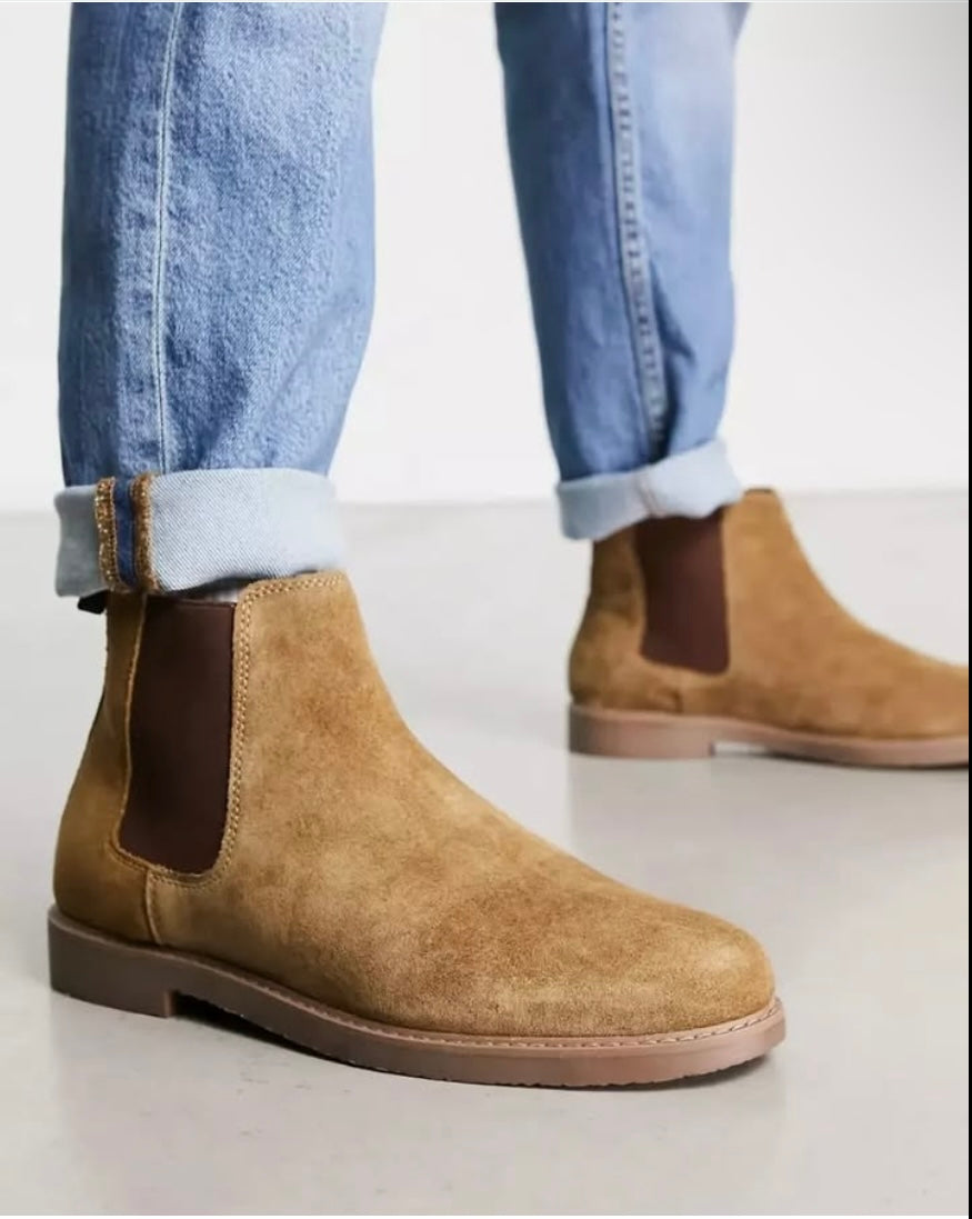 Red Tape Suede Chelsea Boots in Brown