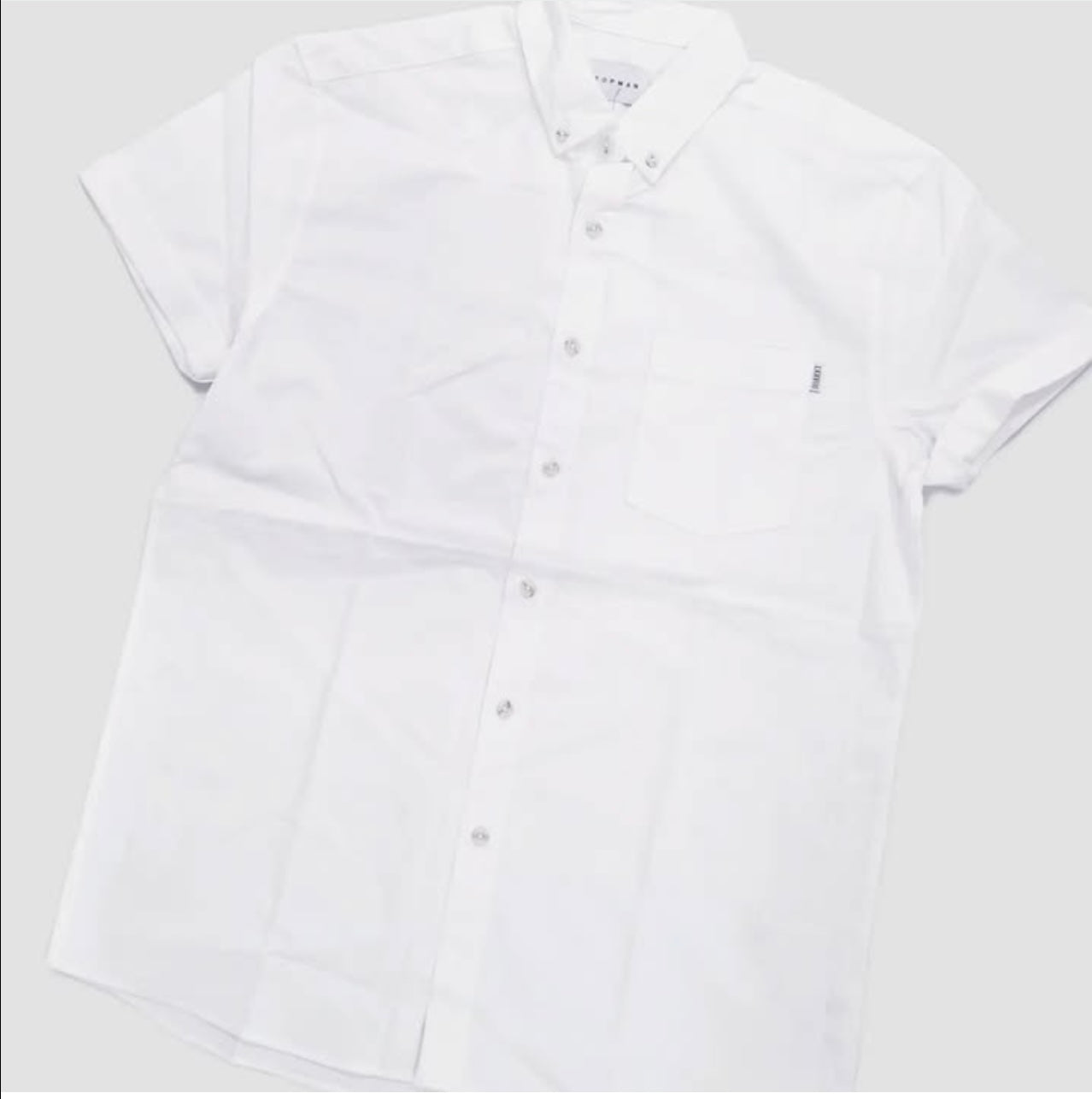 Topman Regular Fit White Plain Oxford Cotton Short Sleeve Shirt