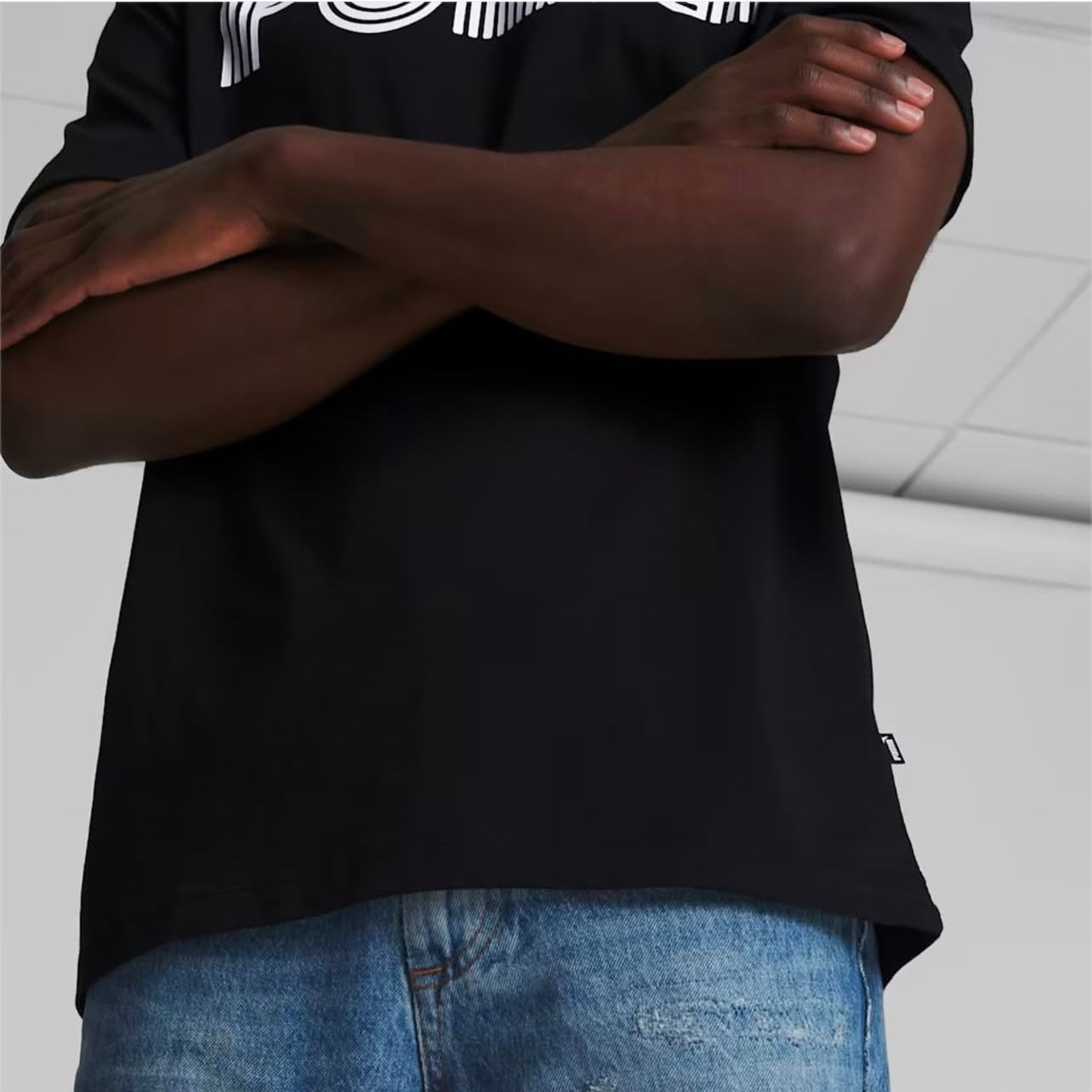 Puma Regular Fit Cotton T shirt in Black