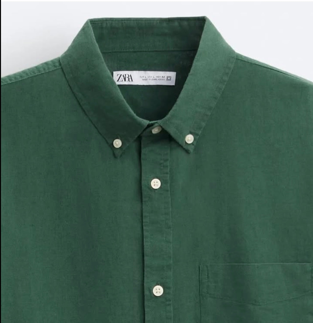 Zara Cotton/ Linen Blend Shirt in Green