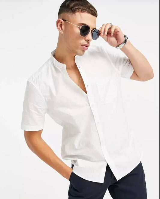 French Connection Regular Fit White Cotton Short Sleeve Shirt