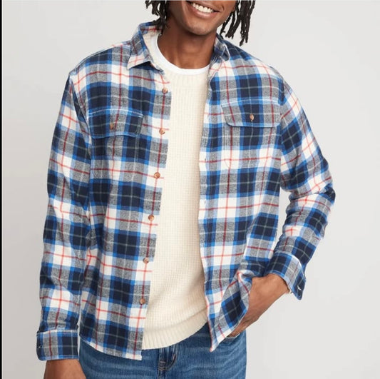 Old Navy Regular Fit Blue Plaid Shirt