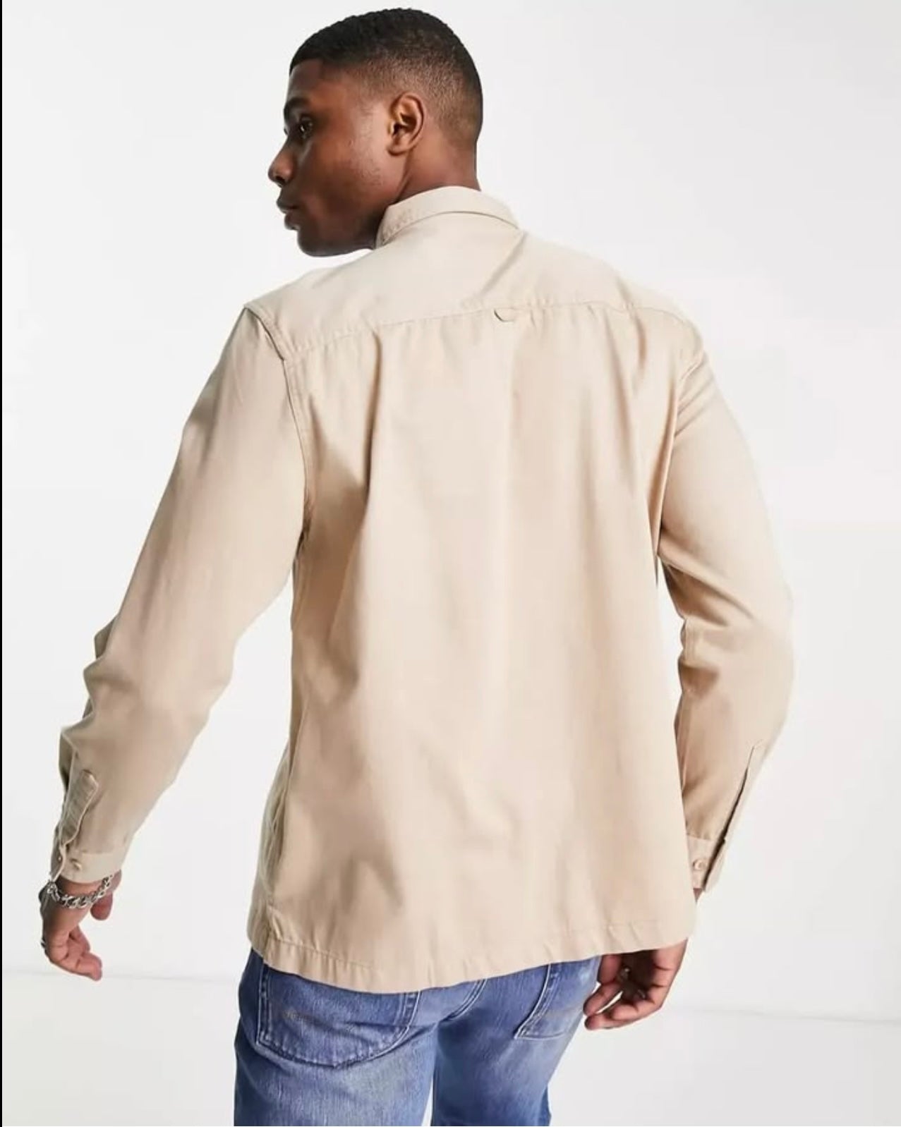 Topman Regular Fit Twill Cotton Button Cuff Shirt in Oatmeal