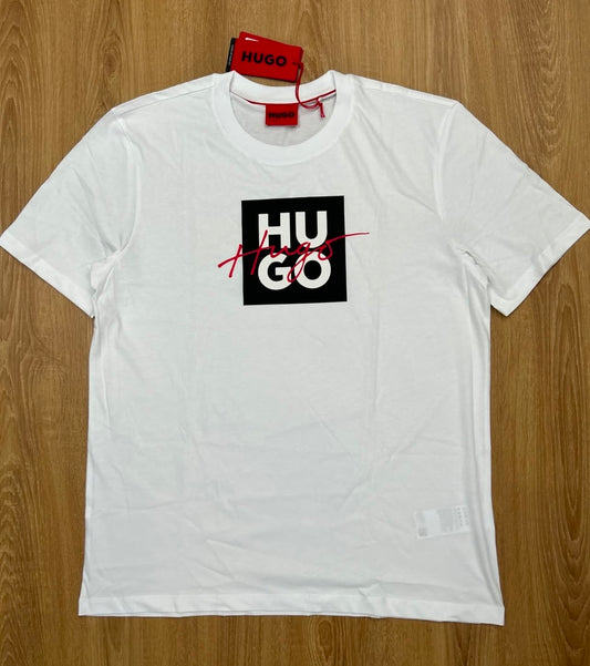 H B Regular Fit T shirt in White with Script Logo
