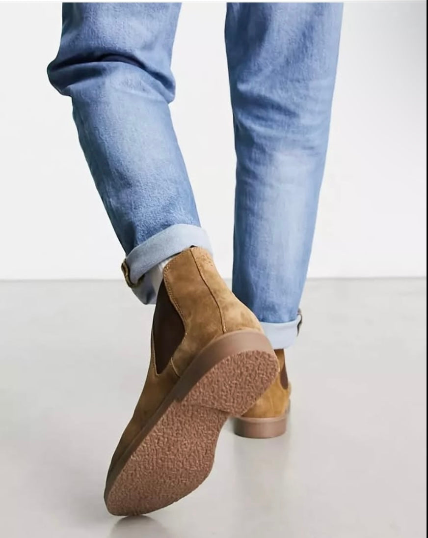 Red Tape Suede Chelsea Boots in Brown