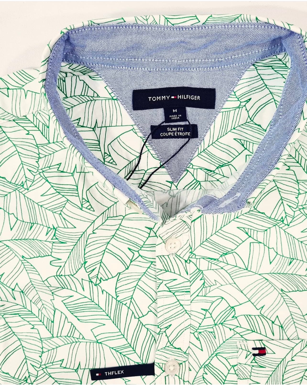 Tommy Hilfiger Green Pattern Cotton Short Sleeve Shirt