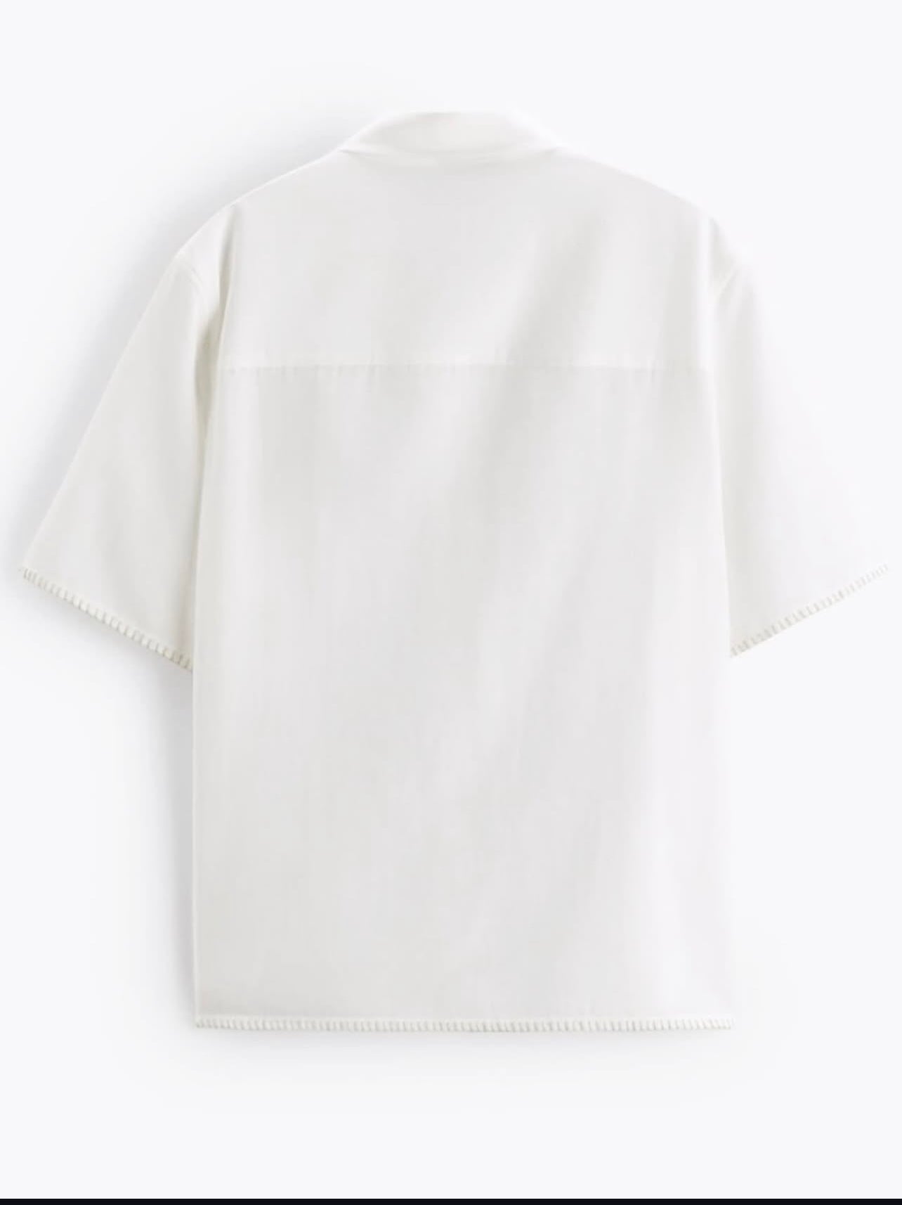 Zara Linen/Cotton Shirt in White With Contrasting Stitching