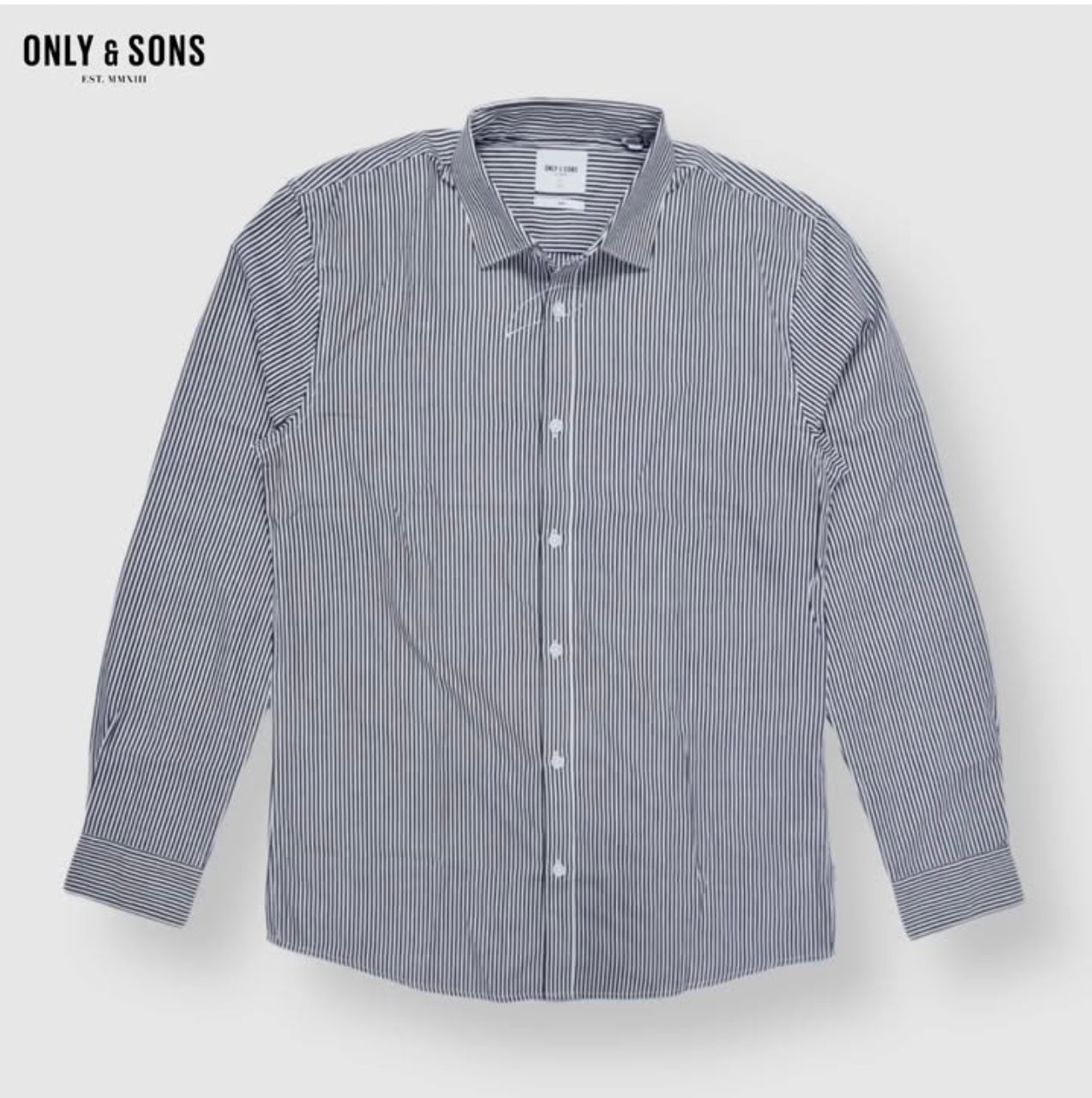 Only & Sons Slim Fit Stripe Cotton Button Cuff Shirt