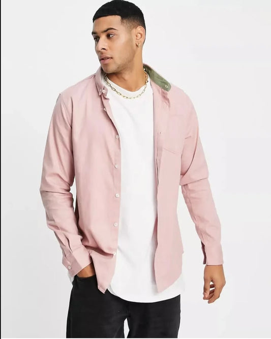 Brave Soul Regular Fit Plain Cotton Twill Button Cuff Shirt
