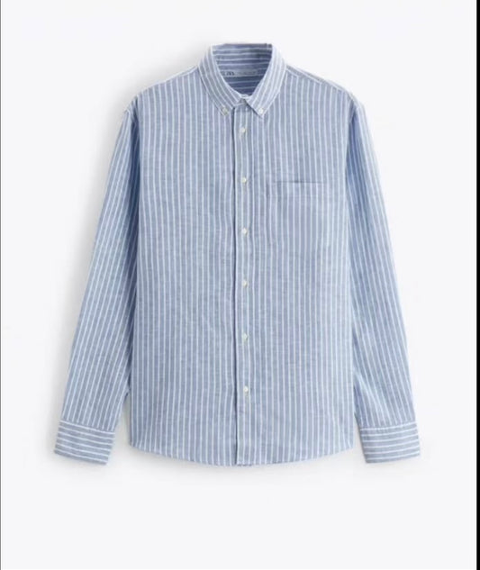 Zara Linen shirt in Blue Stripes