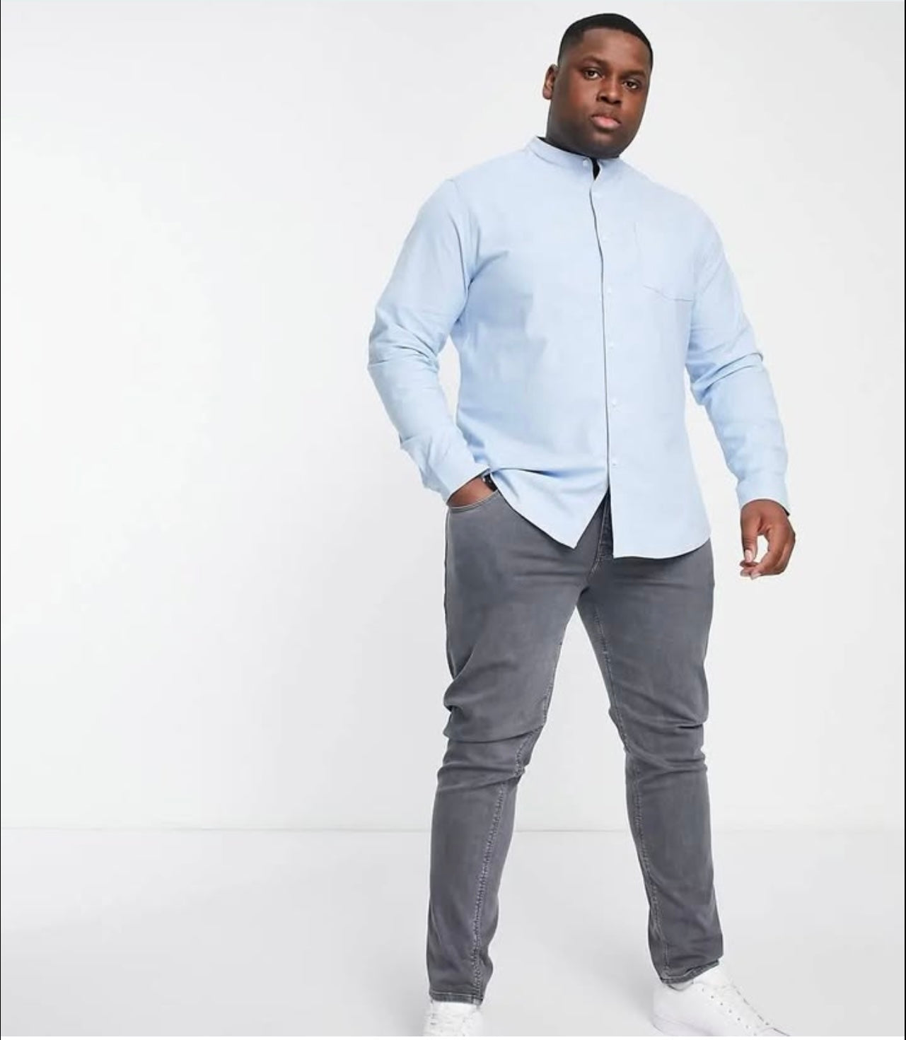 Asos Slim Fit Blue Cotton Button Cuff Shirt