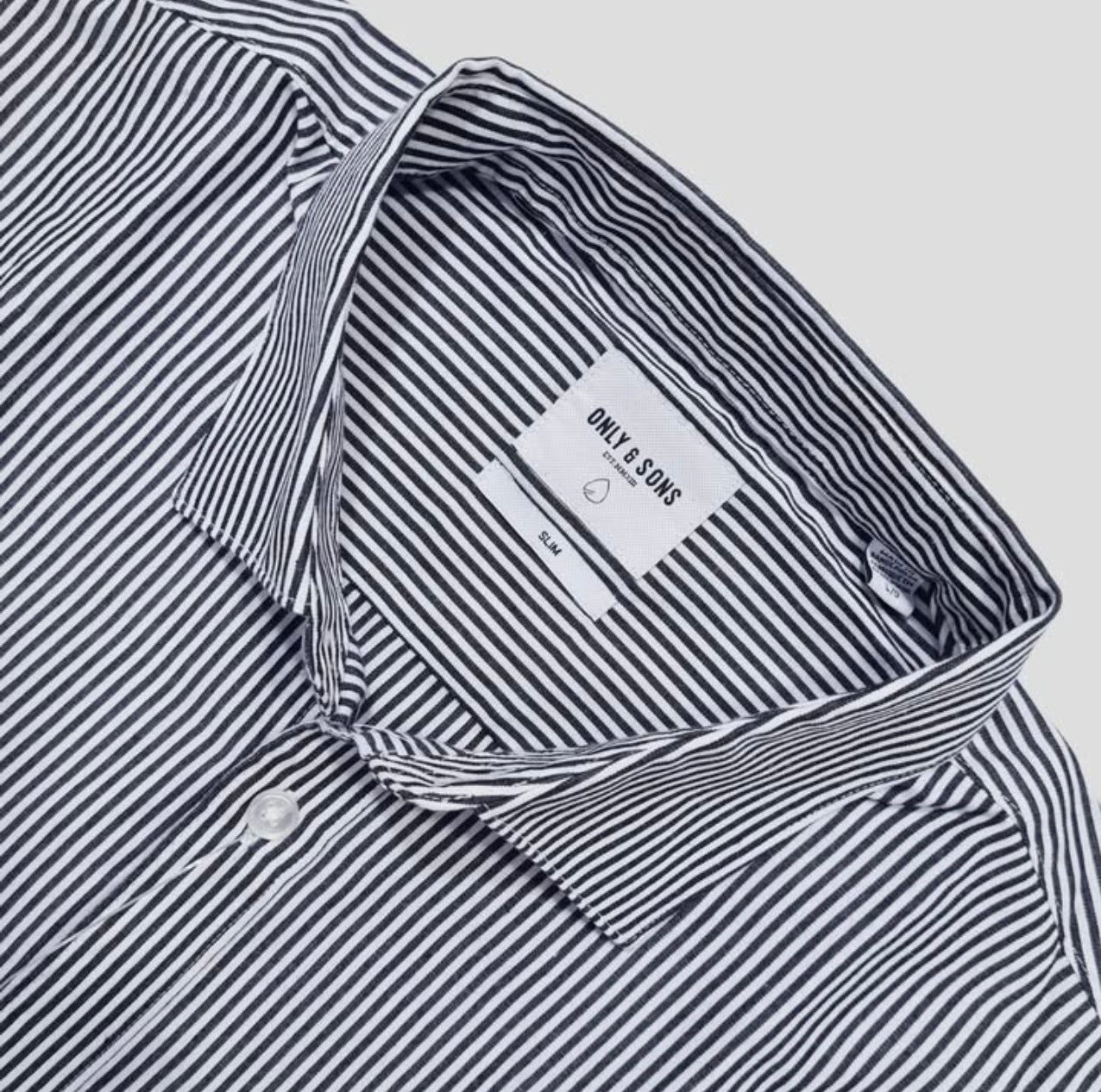 Only & Sons Slim Fit Stripe Cotton Button Cuff Shirt