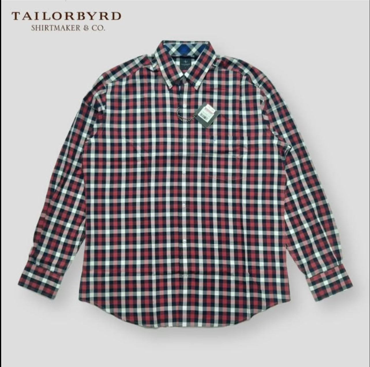 Tailorbyd Regular Fit Red Plaid Cotton Button Cuff Shirt
