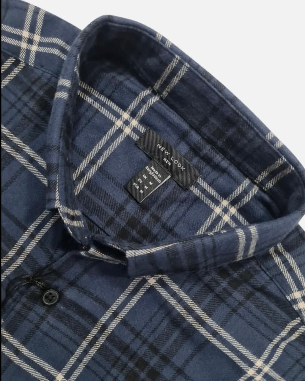 New Look Regular Fit Blue Check Cotton Button Cuff Shirt