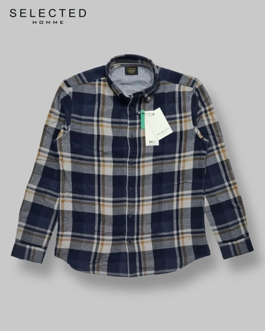 Selected Homme Regular Fit Plaid Button Cuff Shirt