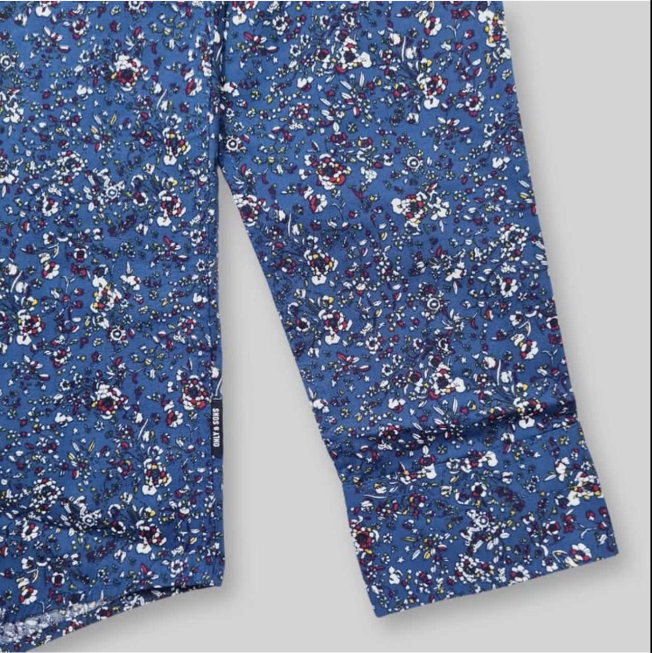 Only & Sons Slim Fit Blue Pattern Cotton Button Cuff Shirt