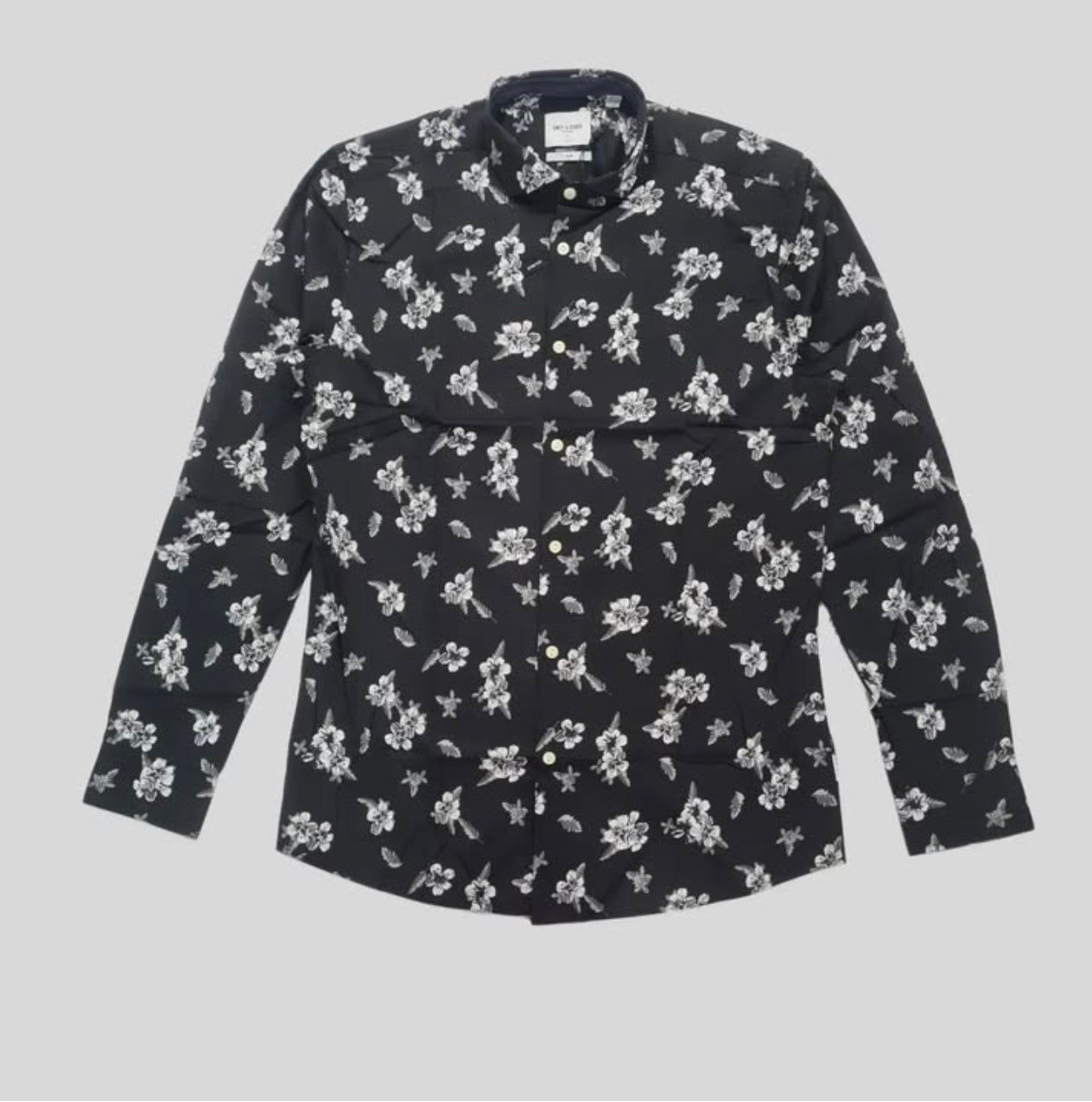 Only & Sons Slim Fit Black Pattern Button Cuff Shirt
